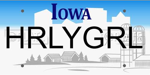 HRLYGRL Iowa License Plate