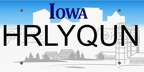 HRLYQUN Iowa License Plate