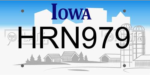 HRN979 Iowa License Plate