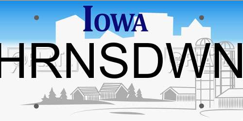 HRNSDWN Iowa License Plate