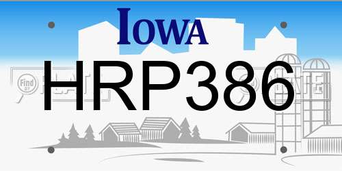 HRP386 Iowa License Plate