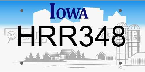 HRR348 Iowa License Plate