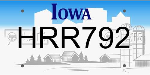 HRR792 Iowa License Plate