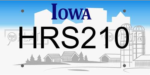 HRS210 Iowa License Plate