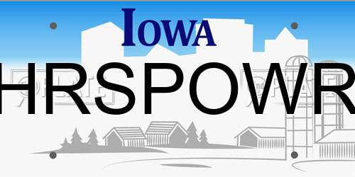 HRSPOWR Iowa License Plate