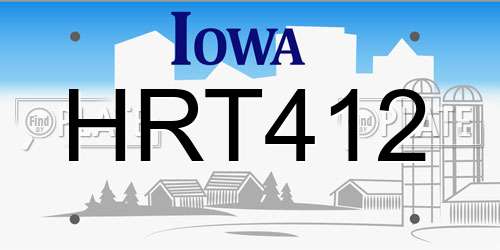 HRT412 Iowa License Plate