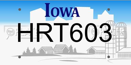 HRT603 Iowa License Plate