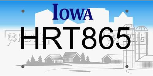 HRT865 Iowa License Plate