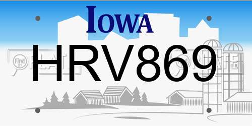 HRV869 Iowa License Plate