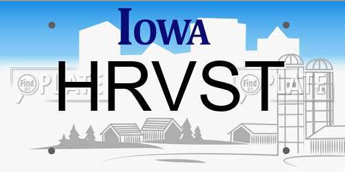 HRVST Iowa License Plate