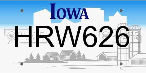 HRW626 Iowa License Plate