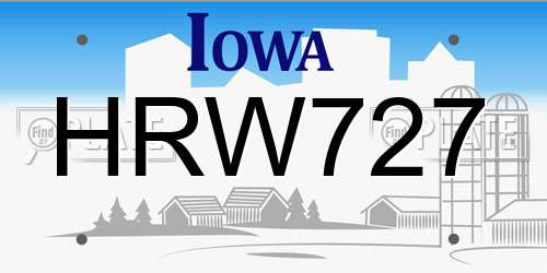 HRW727 Iowa License Plate