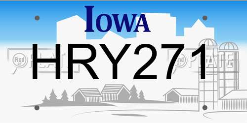 HRY271 Iowa License Plate