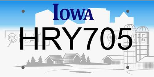 HRY705 Iowa License Plate