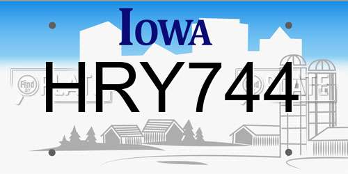 HRY744 Iowa License Plate