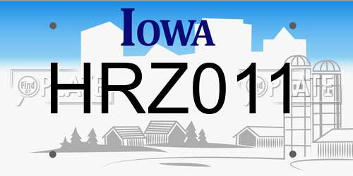 HRZ011 Iowa License Plate
