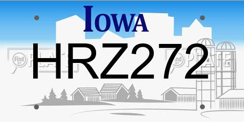 HRZ272 Iowa License Plate