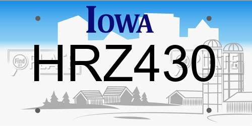 HRZ430 Iowa License Plate