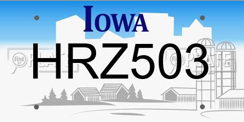 HRZ503 Iowa License Plate
