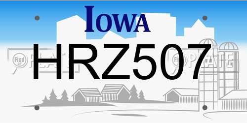 HRZ507 Iowa License Plate