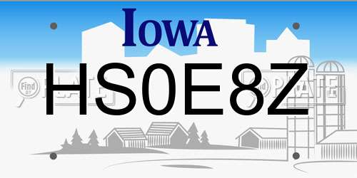 HS0E8Z Iowa License Plate