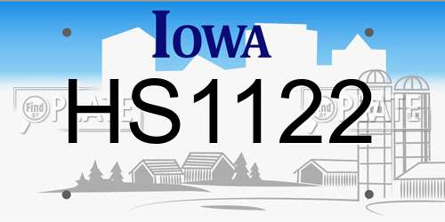 HS1122 Iowa License Plate