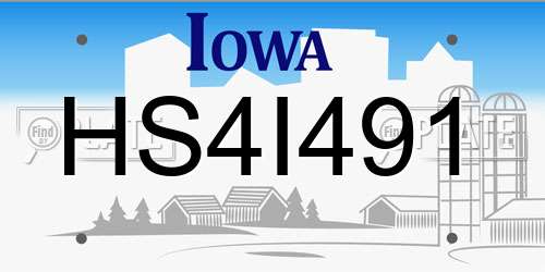 HS4I491 Iowa License Plate