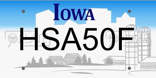 HSA50F Iowa License Plate