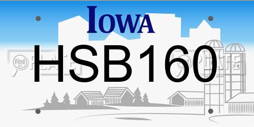 HSB160 Iowa License Plate