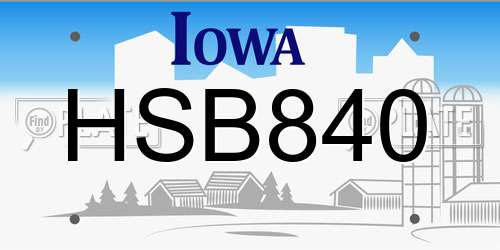 HSB840 Iowa License Plate