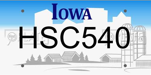 HSC540 Iowa License Plate