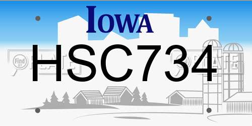 HSC734 Iowa License Plate