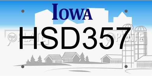 HSD357 Iowa License Plate
