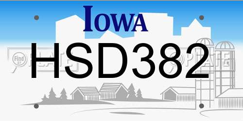 HSD382 Iowa License Plate