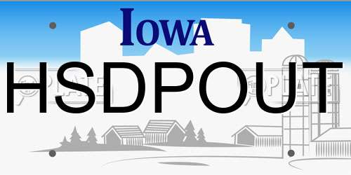 HSDPOUT Iowa License Plate