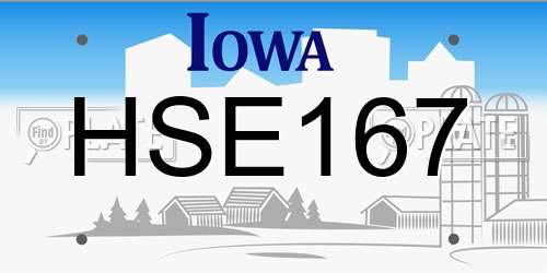 HSE167 Iowa License Plate