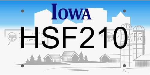 HSF210 Iowa License Plate