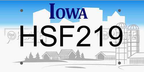 HSF219 Iowa License Plate