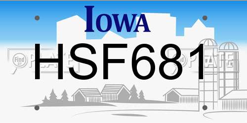 HSF681 Iowa License Plate