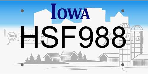 HSF988 Iowa License Plate