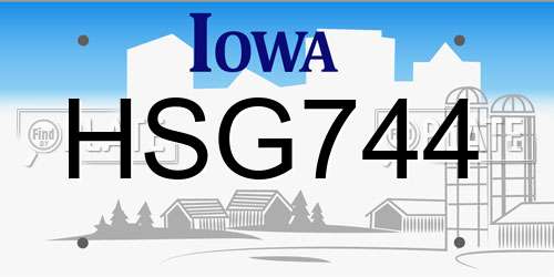 HSG744 Iowa License Plate