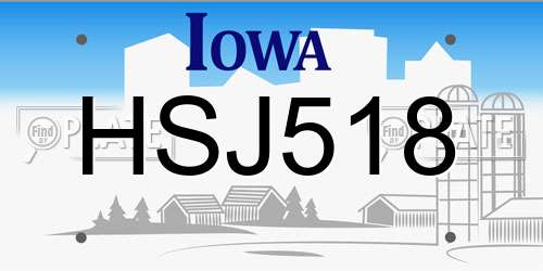 HSJ518 Iowa License Plate