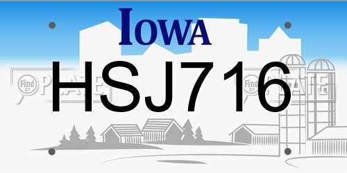 HSJ716 Iowa License Plate