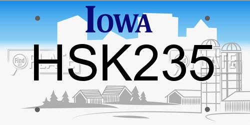 HSK235 Iowa License Plate