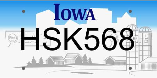 HSK568 Iowa License Plate