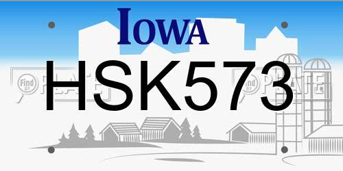 HSK573 Iowa License Plate