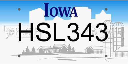 HSL343 Iowa License Plate