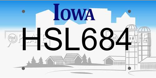 HSL684 Iowa License Plate