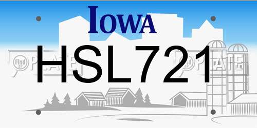 HSL721 Iowa License Plate