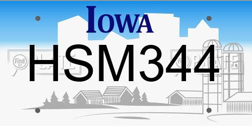 HSM344 Iowa License Plate